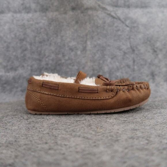 Cat & Jack Shoes Kids 9 Moccasin Slipper Mary Jane Celina Brown Faux Fur Slip On - Picture 2 of 12